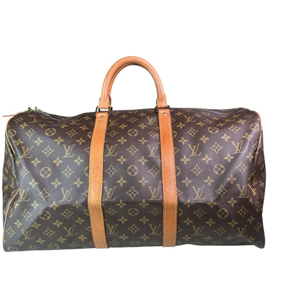 Louis Vuitton Classic Monogram Duffel Bag 50 with Tan Accents - Picture 1 of 9